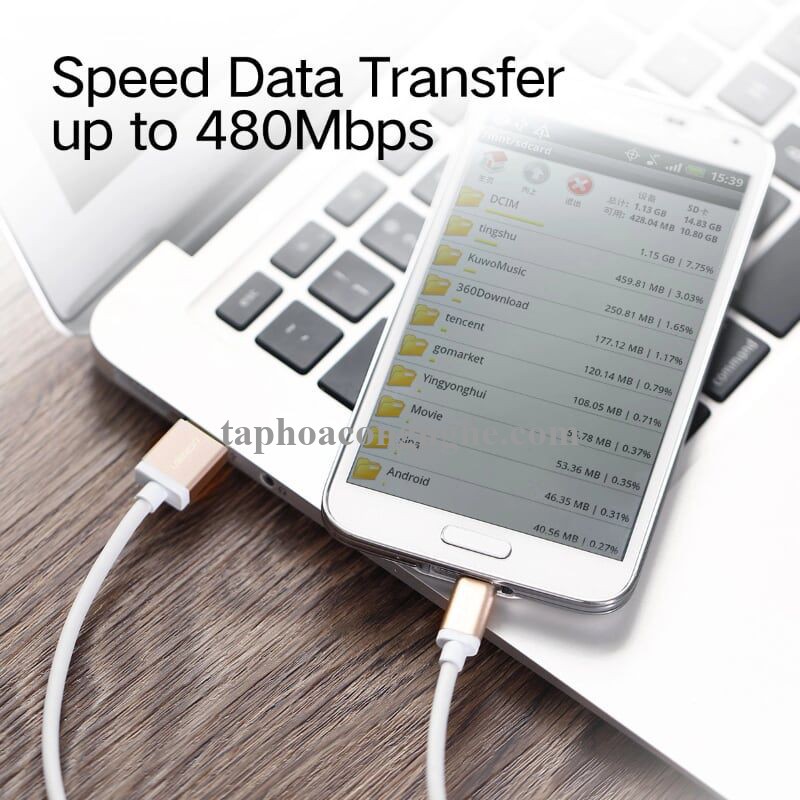 Ugreen 30654 0.5M màu Trắng Cáp sạc truyền dữ liệu USB 2.0 sang MICRO USB đầu mạ vàng US134 30030654